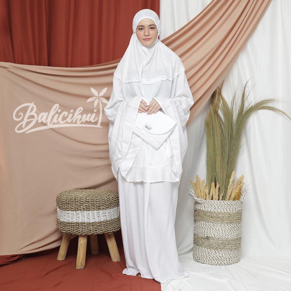 Balicihui Mukena Yasmina White Polos Mukena Bali, Jumbo