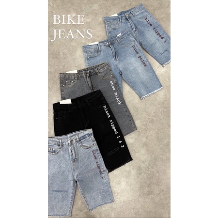 biker jeans highwaist ( STRETCH JEANS) RIPPED &amp; POLOS