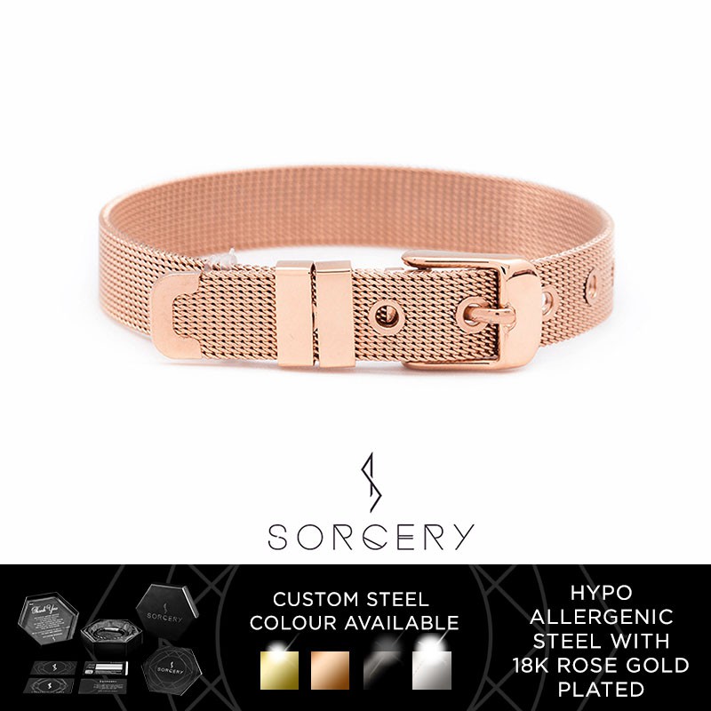 sorcery gelang stainless steel hypoallergenic pvd black   18k real gold pria wanita   vbr ss