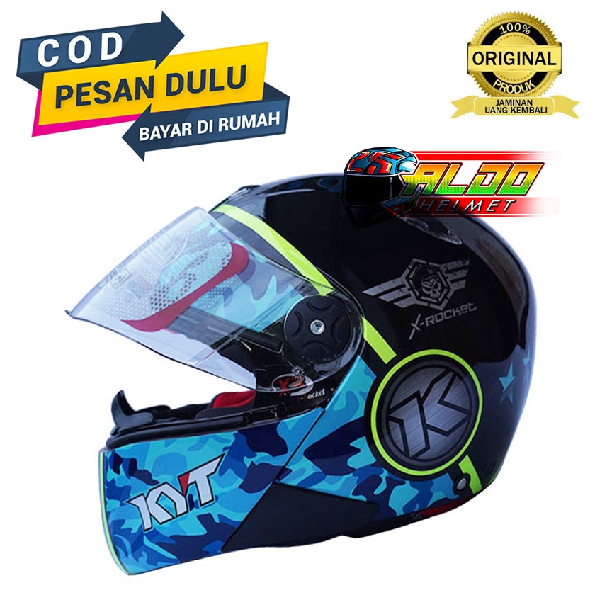 Jual KYT X ROCKET SERI 3 BLACK BLUEIS YELLOW ORIGINAL HELM FULL FACE