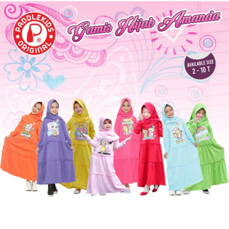 Setelan Gamis Kerudung Paddle Kids