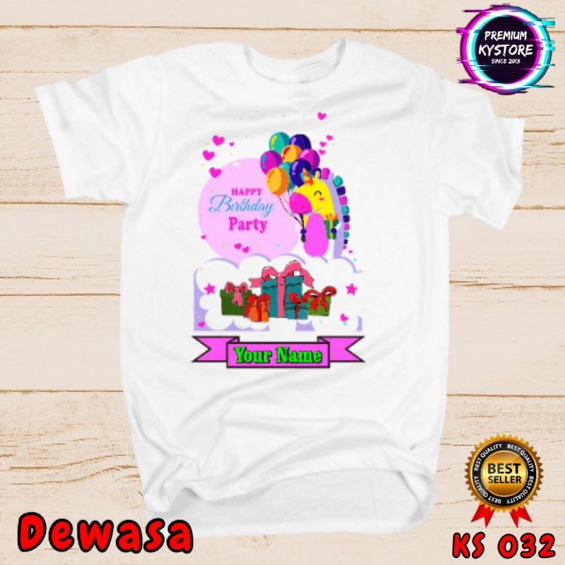 Kaos ulang tahun motif Unicorn Couple family Free nama - kystore