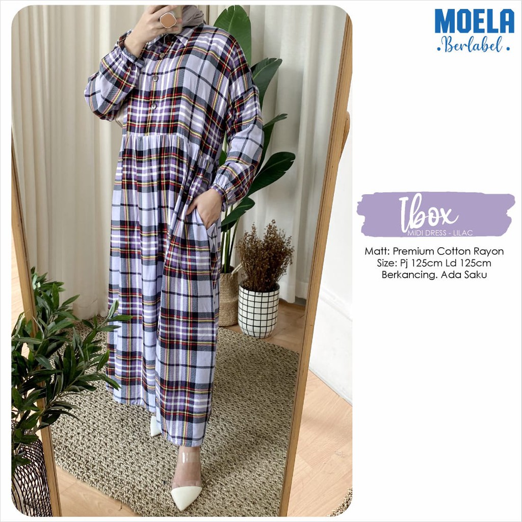 Fashion MOELA IBOX ld125cm Midi dress gamis bigsize Jumbo motif berlabel muslim muslimah AILIS