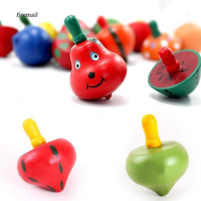 Edukasi Anak Mainan Gasing Bentuk Hati Bahan Kayu untuk