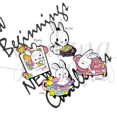 Pin Cute White Rabbit Broch Kelinci Putih Bros Enamel GH 208786