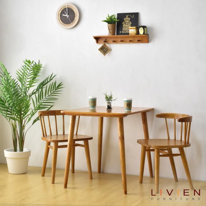 Meja Makan, LIVIEN, Meja Makan Minimalis, Meja set 2 Kursi Ribe Best Seller
