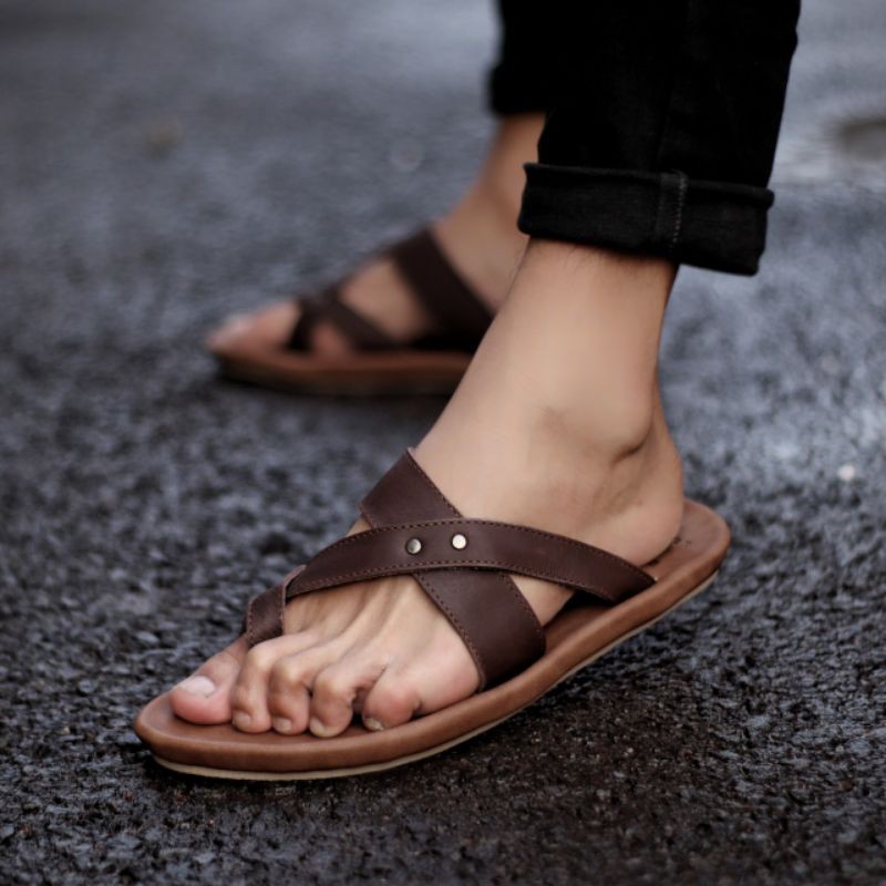 WIROS TAN Sandal pria kulit asli cevany original handmade sandal jepit kulit pria bisa COD