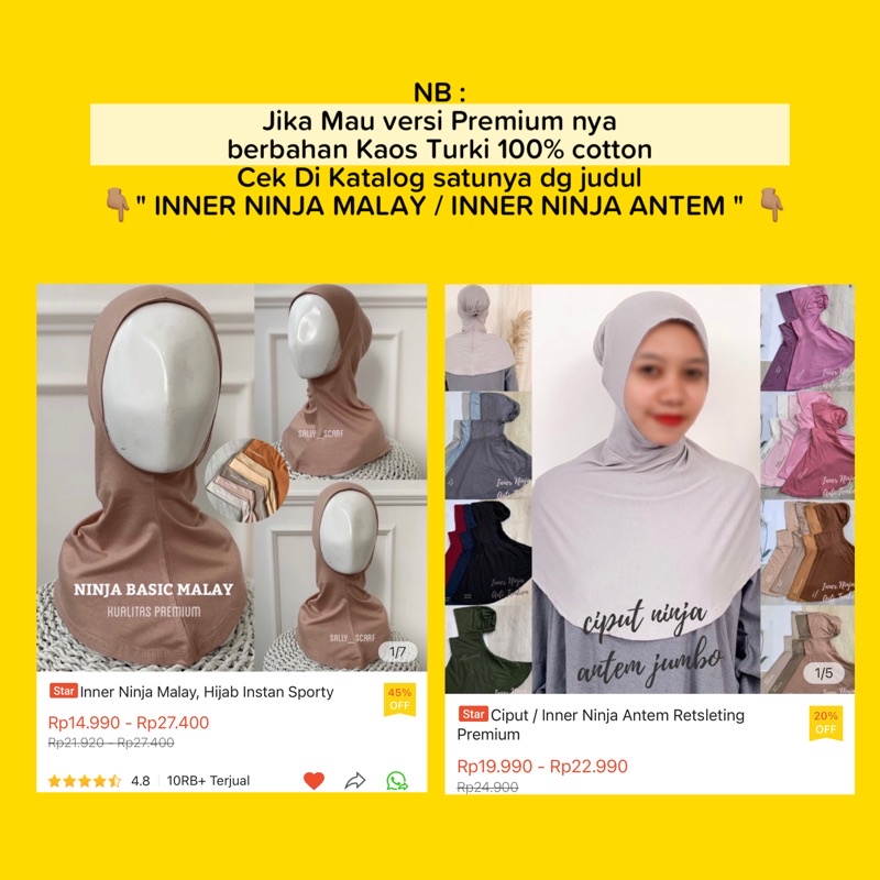 Ciput Ninja Retsleting Premium Antem Jersey, Inner Ninja Malay