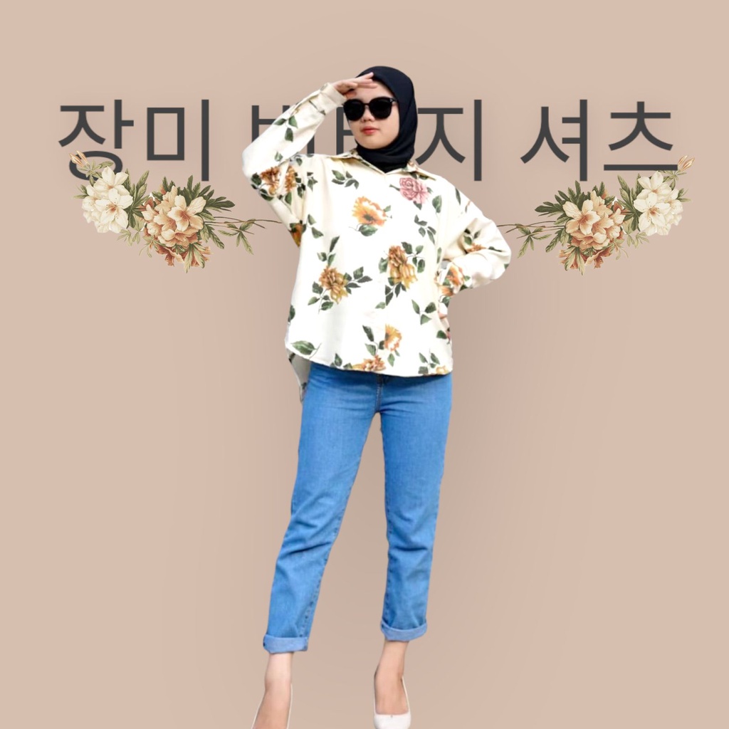 BEFAST - ZFS OOTD Blouse Perempuan VIAN / JANGMI ROSE SHAKILA VINTAGE KOREAN SHIRT / Kemeja Wanita Casual / Hem Keluaran Terbaru / Pakaian Kekinian Wanita / Kemeja Lengan Panjang Motif Bunga / Outfit Trendy Selebgram / Fashion Wanita Modis