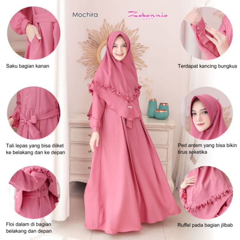 Gamis Dress Syar'i Set mochira Dress Zabannia pusat [BISA COD]