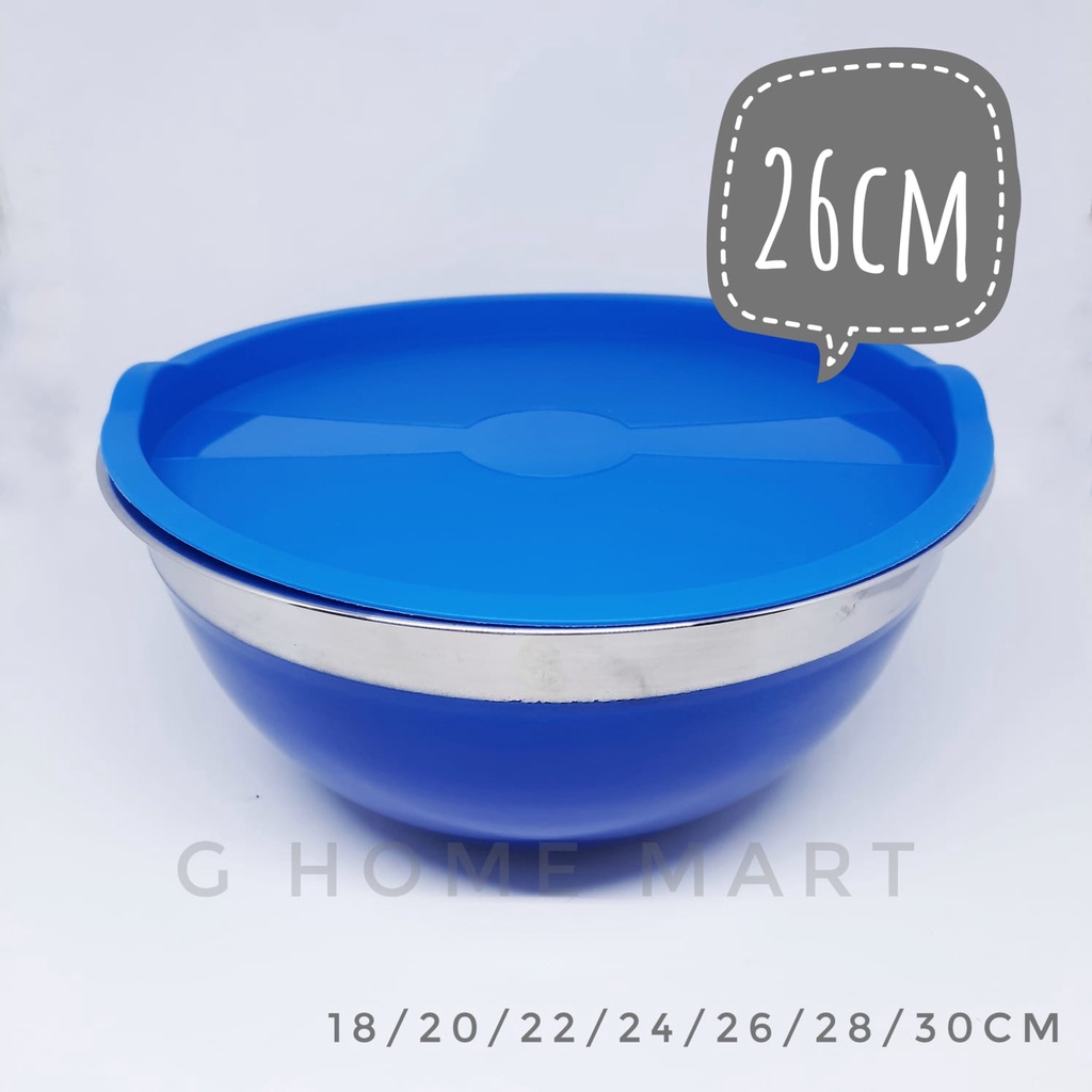 Mixing bowl dengan tutup 26cm biru tua