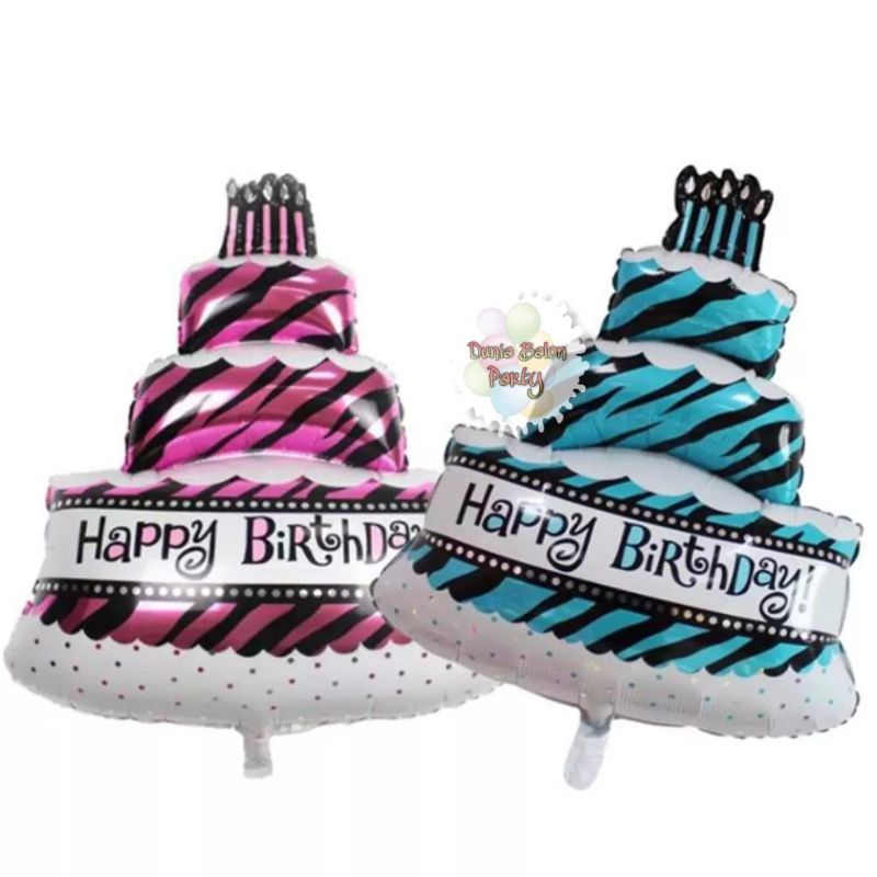 Balon Foil Kue Ulang Tahun Jumbo / Birthday Cake 3 Susun