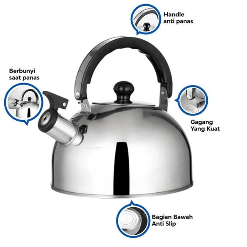 Teko Air Siul Stainless 4L dan 5L / Cerek siul / Kettle