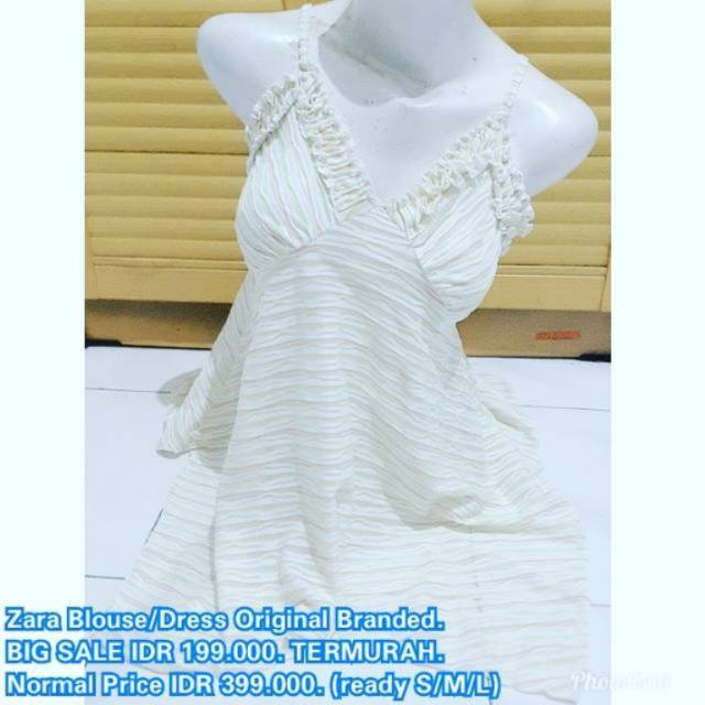 ZARA ORIGINAL BLOUSE DRESS Import TERMURAH SALE Branded Putih Polos Ready Stock