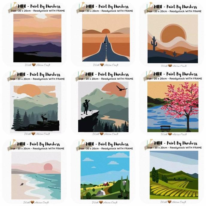 

Oil Painting By Number WITH FRAME (20x20cm) mini - LANDSCAPE - Random Mix MURAH Kode 980