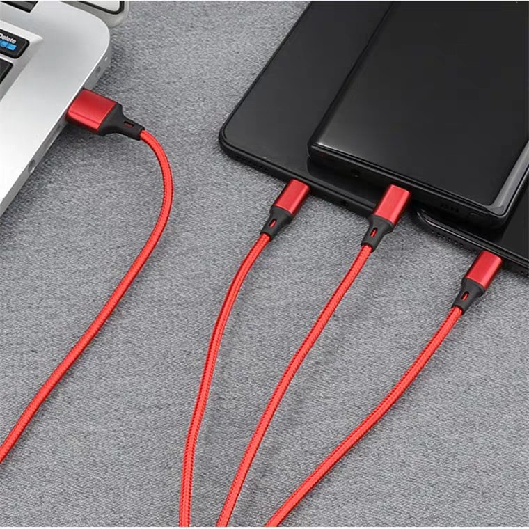 Kabel charger 3in1 3A fast charging 1.2M