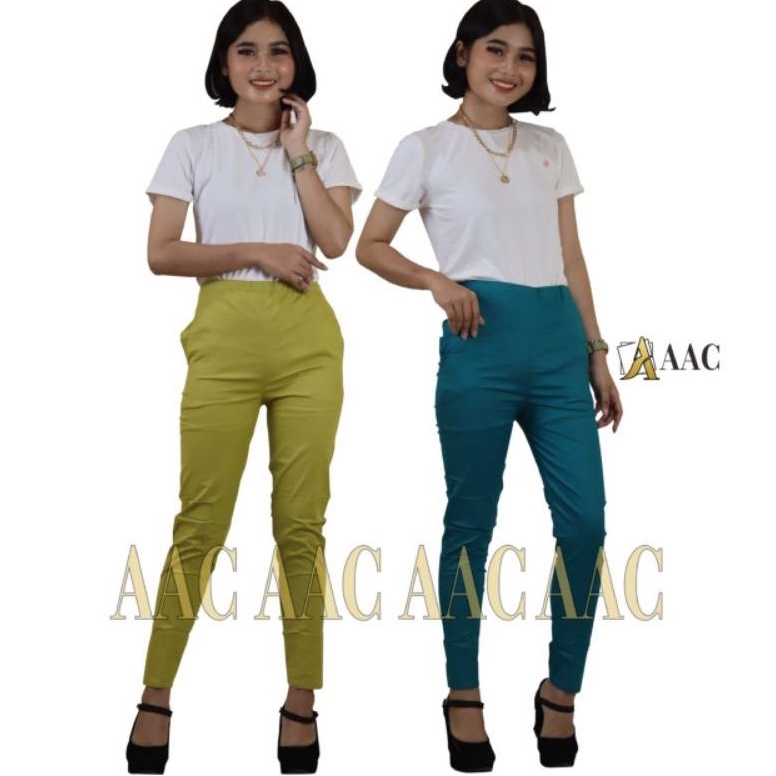 AAC - Celana Wanita Katun Stretch, Celana Anti Begah Ukuran Standar Dan XXL (Seri B)