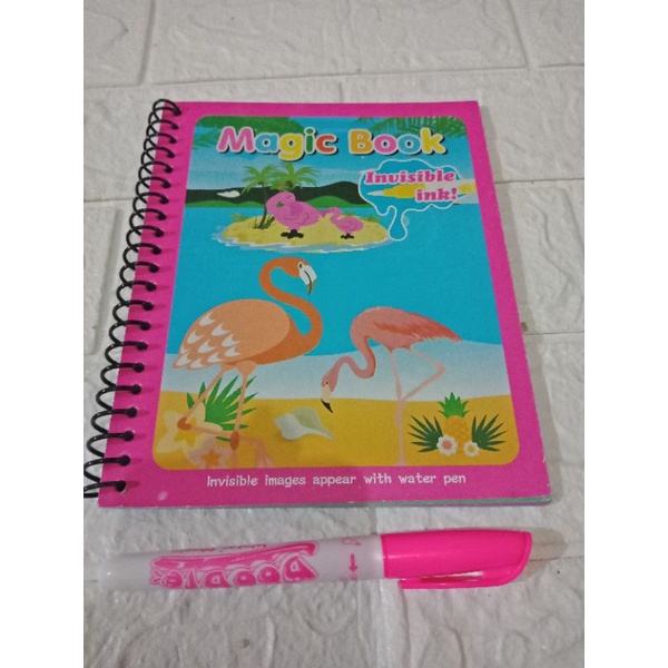 LYSASHOP - MAGIC WATER BOOK / BUKU AJAIB MEWARNAI ANAK GAMBAR MAINAN EDUKASI ANAK-Flamingo