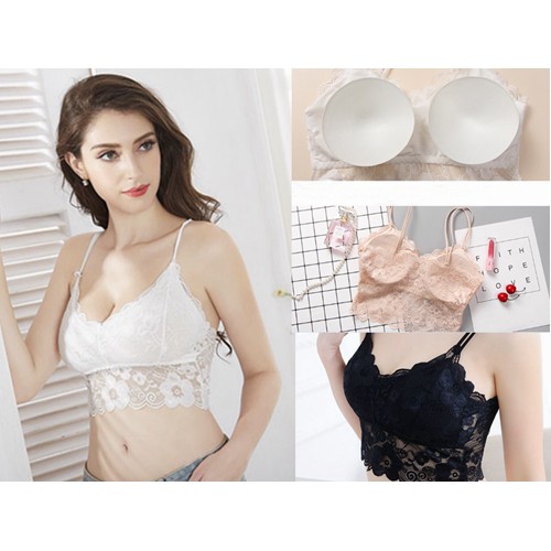 Bra Sexy Busa Bustier Bahan Lace Yoga Olahraga Fitness BH A158