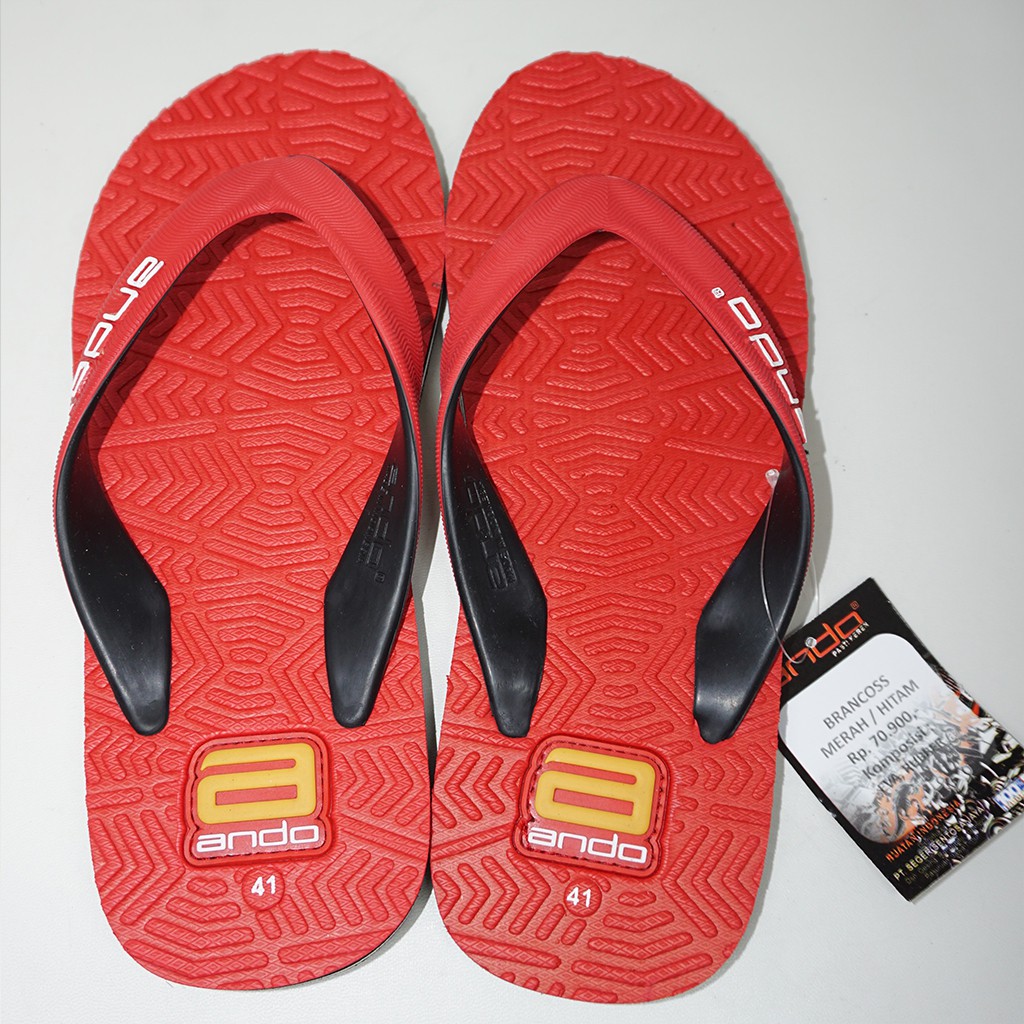 Sandal Jepit Pria Ando Brancoss Merah