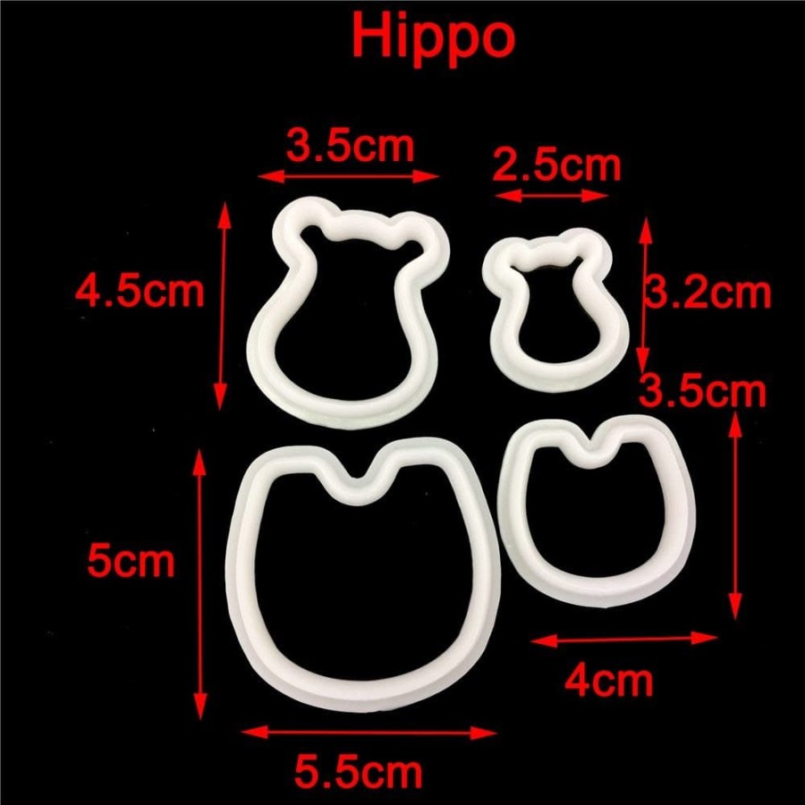 Fondant Cutter - Cetakan Fondant Baby Hippo (4pcs)