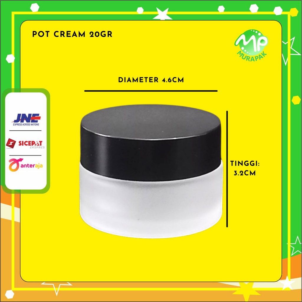 POT KRIM 20gr JAR KOSMETIK KRIM CREAM SKINCARE DOF / FROSTED CAP HITAM