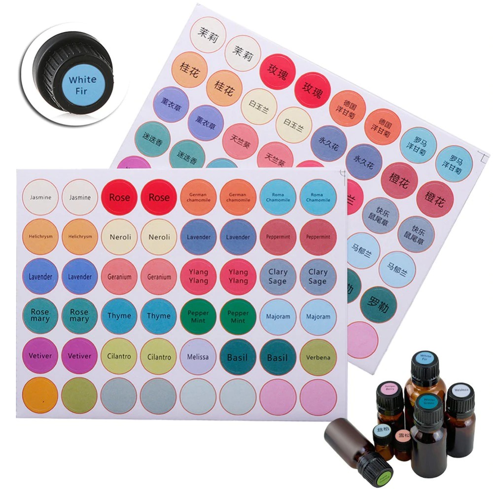 192 Pcs Lembar Colorful Kertas Stiker Label Untuk Kaca Botol Minyak Esensial Tutup Label Kosong Shopee Indonesia