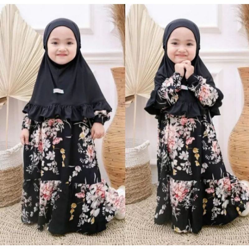 0Gamis Anak Set Jilbab Modern Terbaru 2021 Baju Muslim Anak Fashion