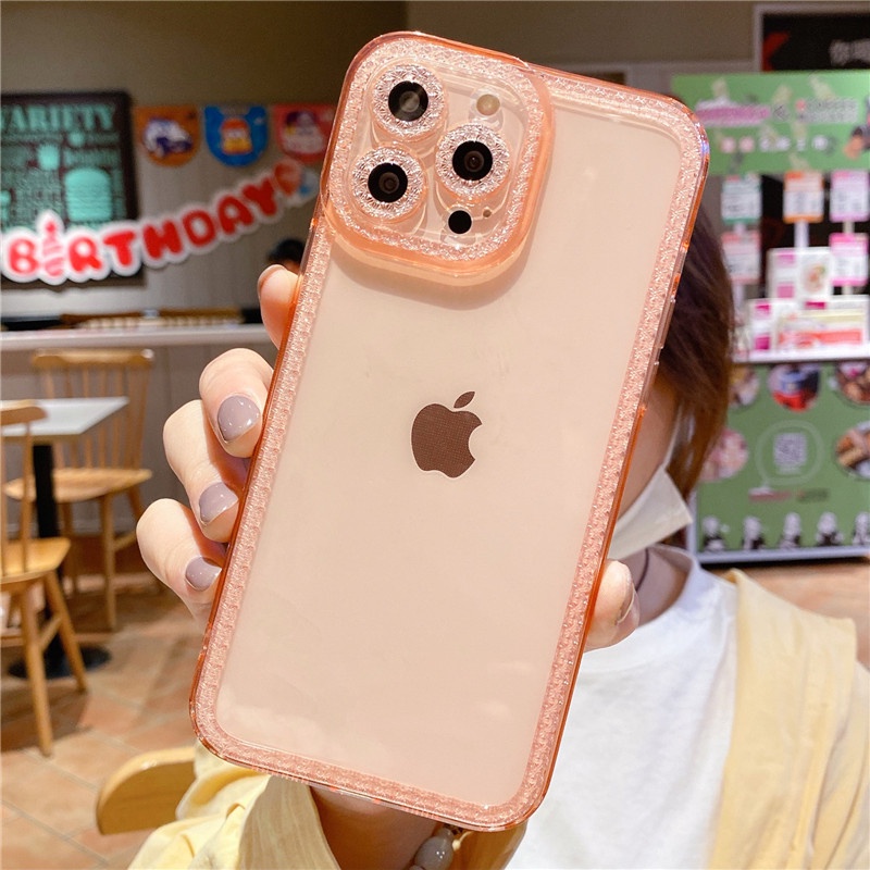 Flash drilling transparent soft phone case iphone 13 12 11 pro max x xs xsmax xr iphone7plus shockproof back cover iphone casing