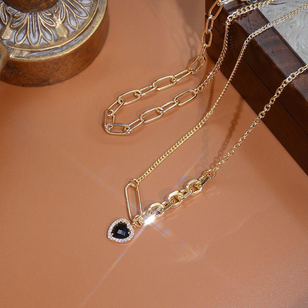 Mxbeauty Kalung Choker Rantai Bahan Metal Hias Zircon Untuk Wanita