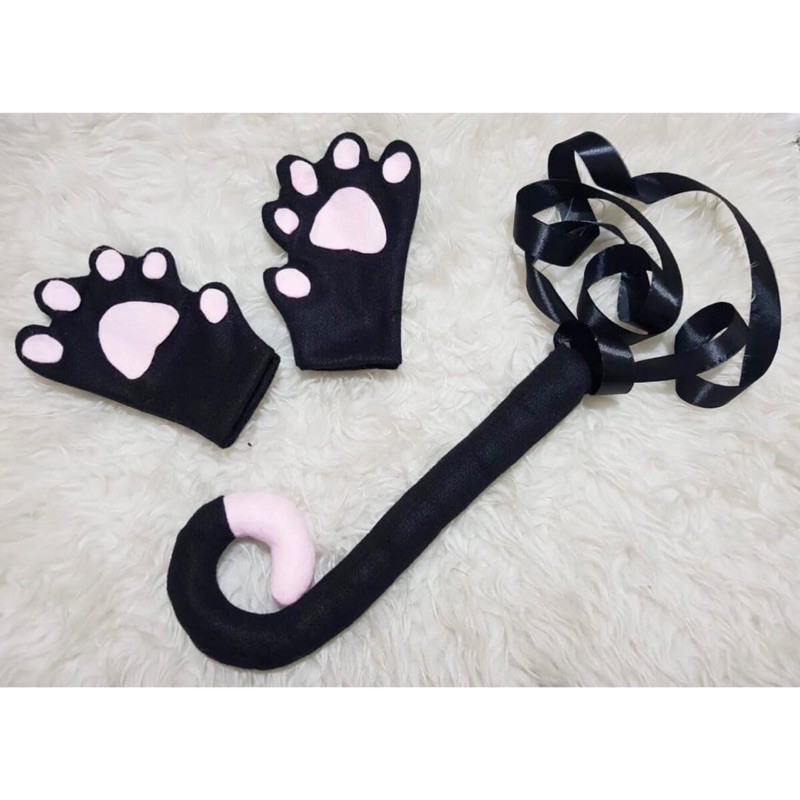 Kostum kucing Cosplay Cat Black Pink Bando kucing akseoris Bando Halloween kostum Hewan