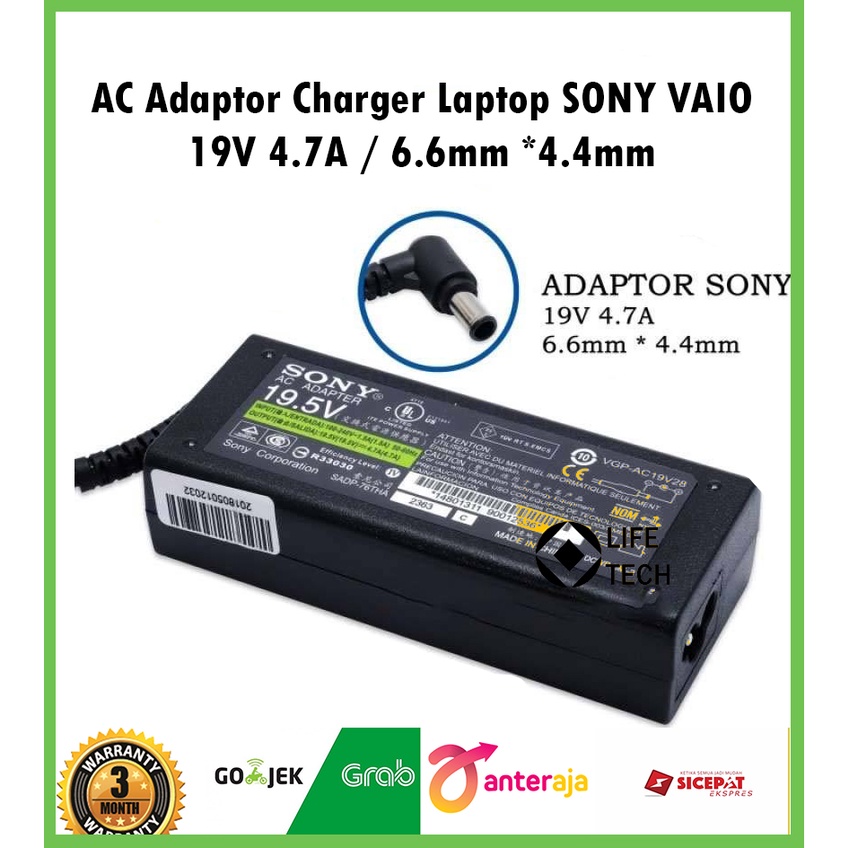 AC Adaptor Charger Laptop SONY VAIO vpc-yb vgn-fz vpc-ea vgn-cr vgn-fw vpc-cw vgn-sz vpc-ca vgp-ac19v33