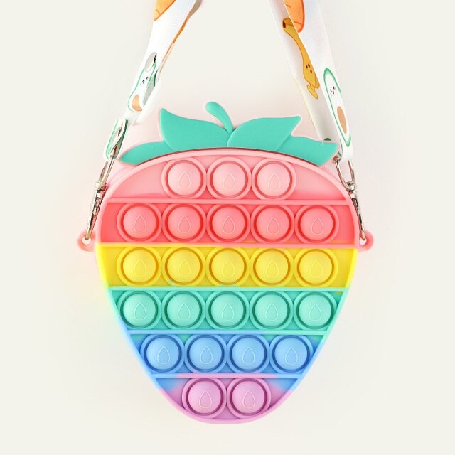 POP IT BAG / TAS POP IT / TAS ANAK FIDGET POP / MAINAN FIDGET POP BUBBLE-Strawberry