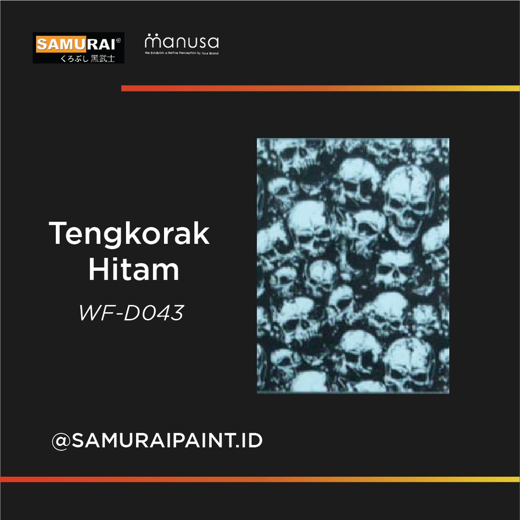 Samurai Paint Water Film Transfer Motif Tengkorak Hitam WFD043 Premium Quality