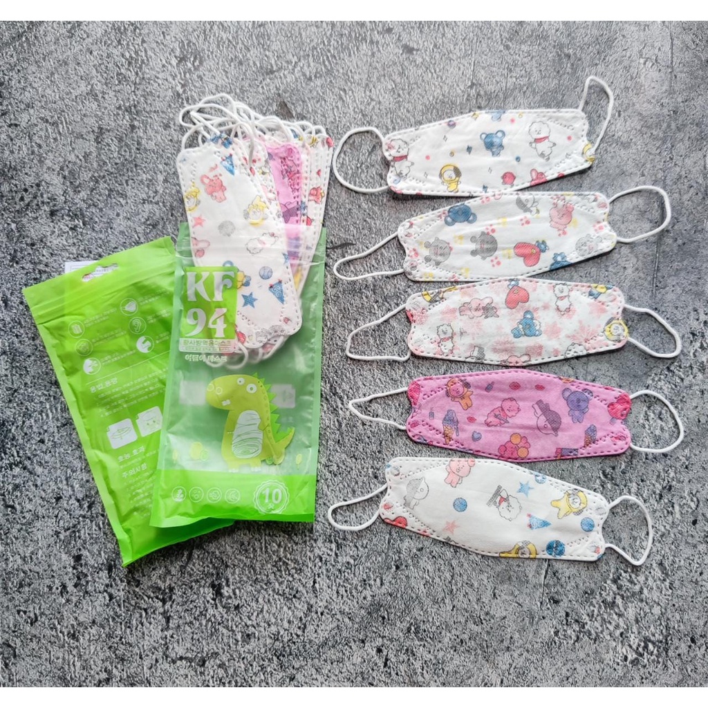 KF94 ANAK MOTIF PACK DINO IJO MX - MASKER KF94 ANAK KIDS CHILD EVO 4PLY