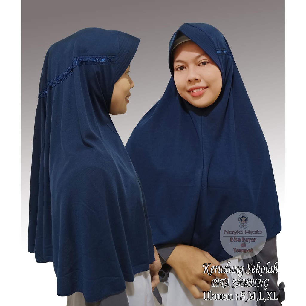 GROSIR Kerudung Sekolah Pita Samping Size L Jilbab Instan Anak Sekolah Termurah  Nayla Hijab