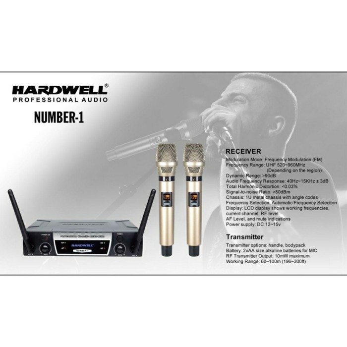 Mic Wireless Hardwell Number 1 Original Dual Microphone Handle