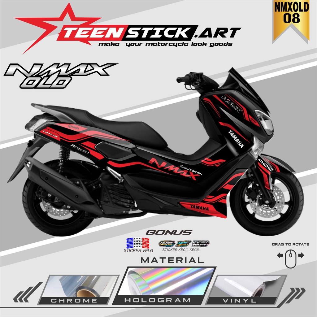 Striping NMAX OLD- Striping Hologram Chrome Vynil UV Transparant Yamaha NMAX OLD 2015-2018 RACING