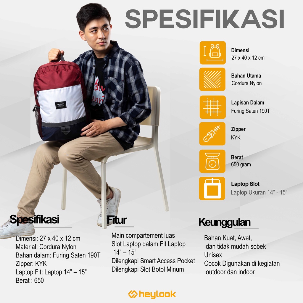 Tas Ransel Pria Wanita Tas Punggung Backpack Tas Gendong Tas Kuliah Tas Sekolah SMP SMA Tas Laptop Tas Kerja Tas Gendong Tas Mudik Kuat Berkualitas