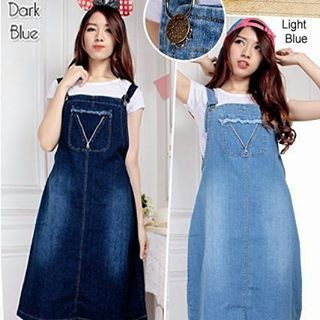 SALE  Dress Overall Jeans Wash Inner / Midi Tunik Jeans Overall Lucu Murah