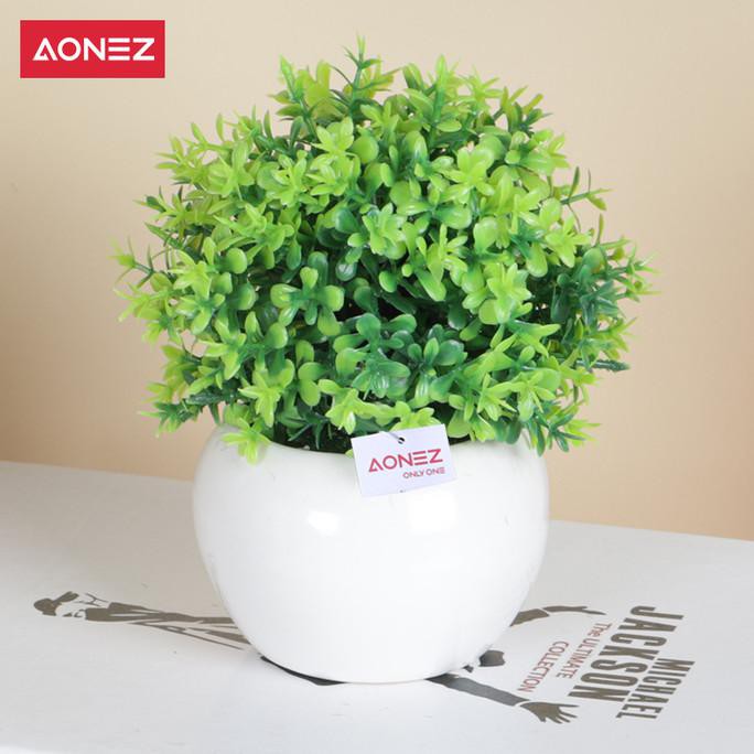 Aonez bunga hiasan tanaman artificial 2 warna Milan kecil hias - Hijau