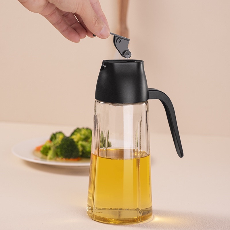 H 572 Botol Minyak Kaca 640ml Unik Minimalis Anti Tumpah Botol Kecap Cuka Tebal Japan Korea Style-3