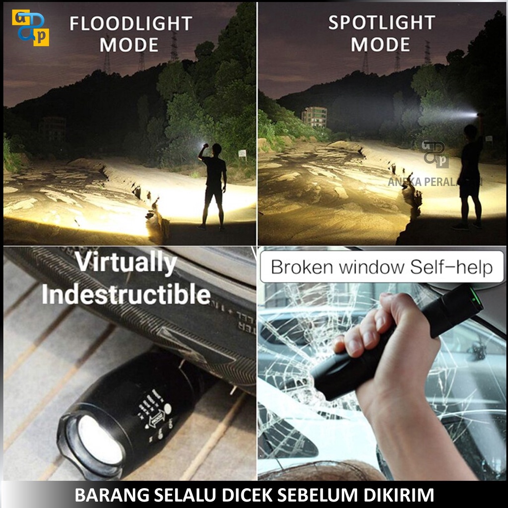 PAKET SENTER SWATT XM-L2 8000 Lumens Original Best Quality Senter Gunung LED Super Terang XM-L2 8000