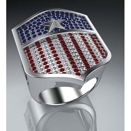 Cincin Desain Logo Bendera Amerika Gaya Hip Hop Ukuran 7-14 Untuk Pria Dan Wanita