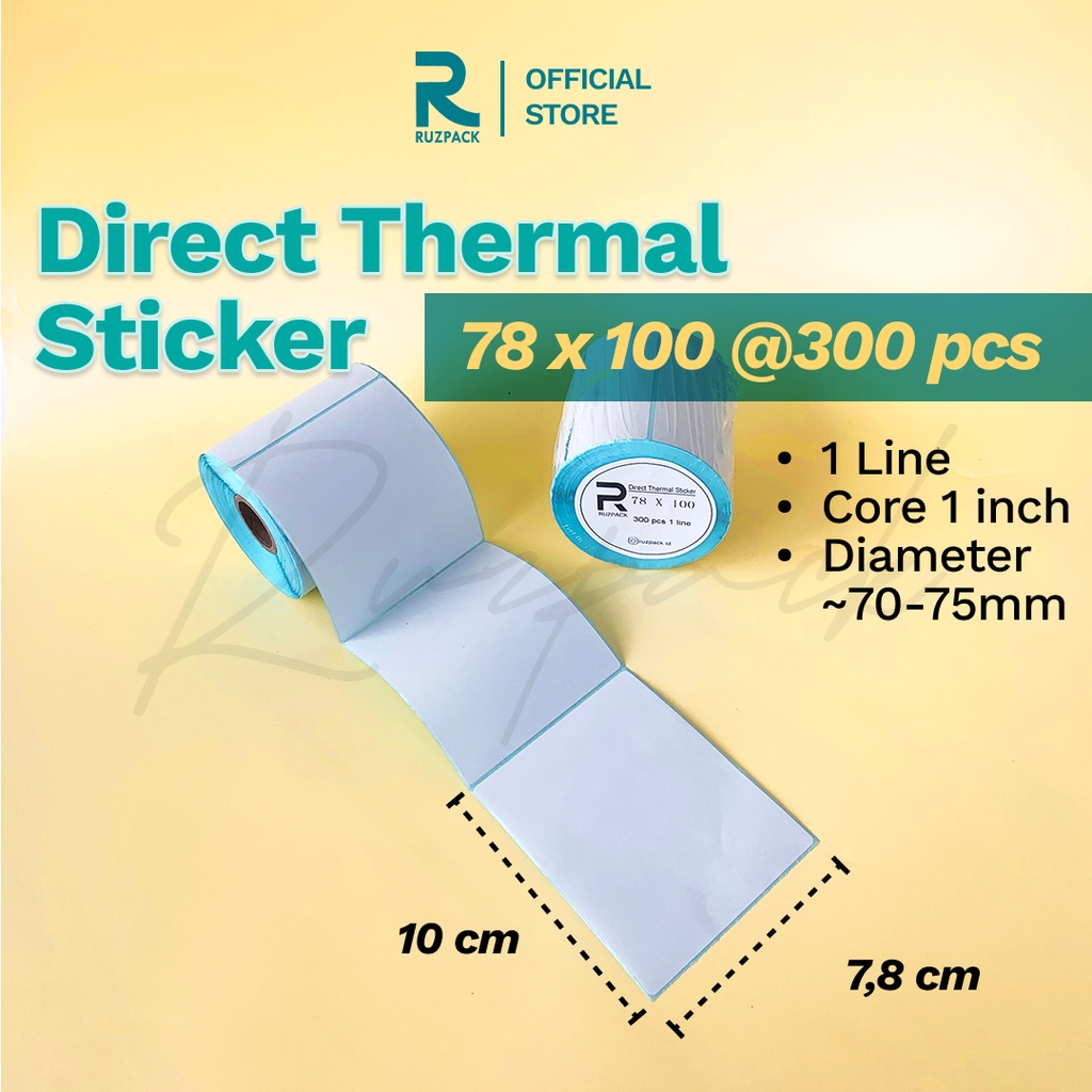 Direct Thermal Sticker [78x100 MM] Stiker Resi Pengiriman Label Barcode Thermal 1 LINE 300 PCS