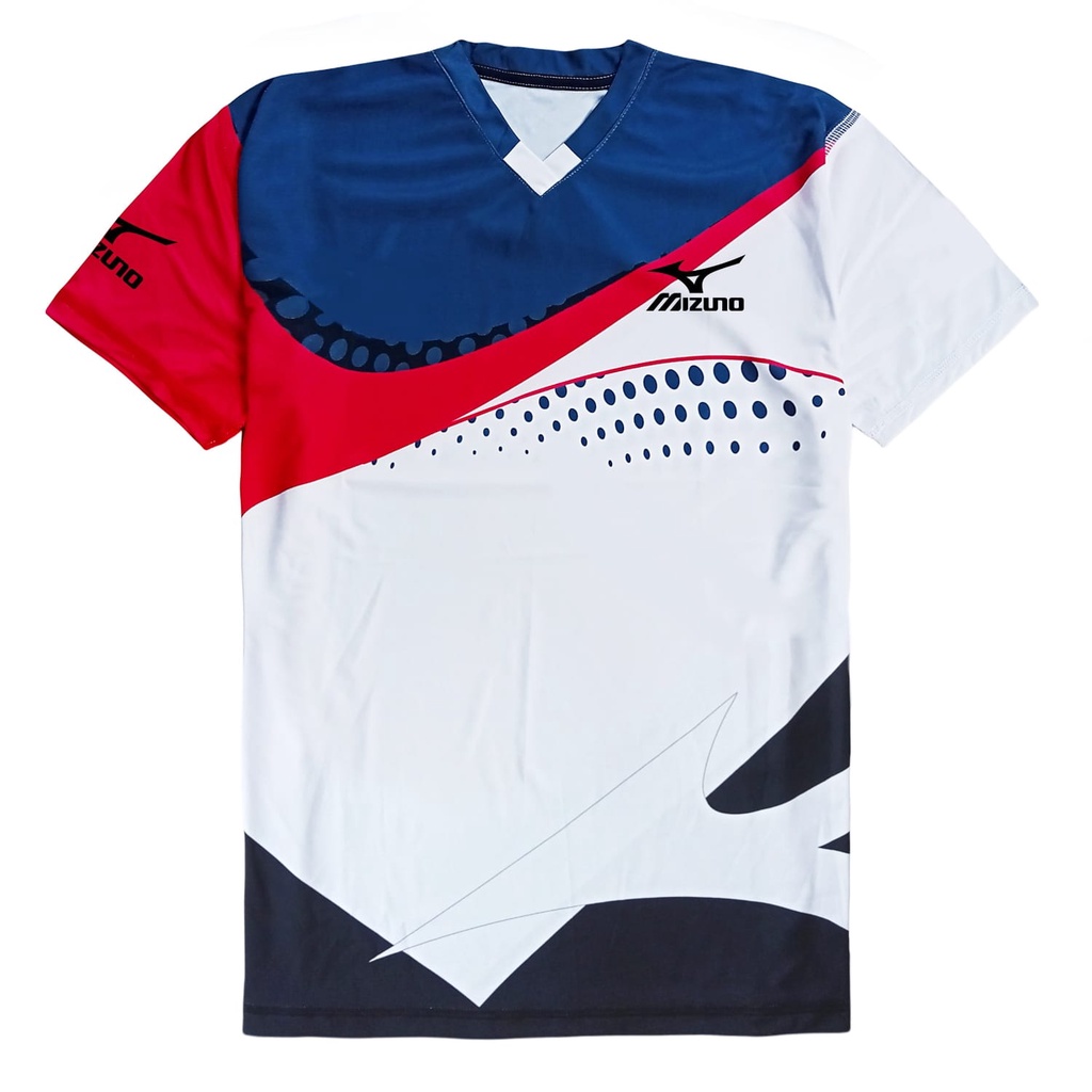 Baju kaos jersey atasan voli full printing Wanita warna Navy/Merah