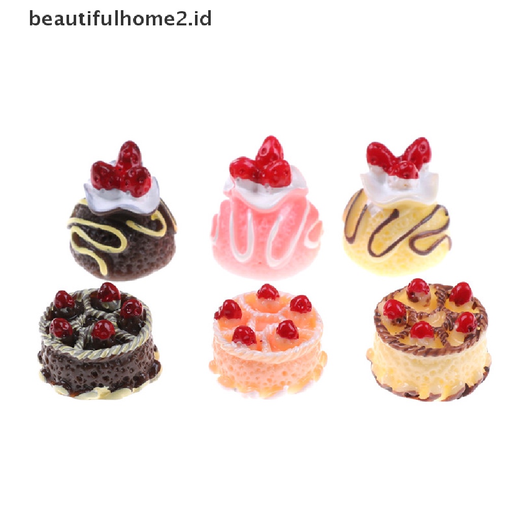 (Beautifulhome2) Buku Literatur Bahasa MandarinId 6pcs Miniatur Kue Dessert 3d Bahan Resin Untuk Aksesoris Rumah Boneka