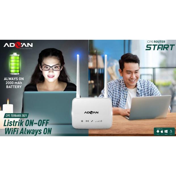 Jual Router 4G Modem Wifi Advan Cpe Router Start Unlock (Battery 2000Mah) - Free Orbit 50Gb Diskon