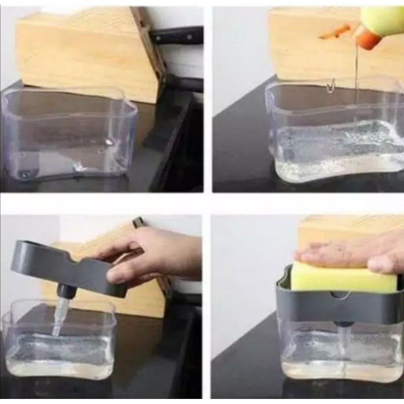 Tempat sabun cair cuci piring dispenser sponge caddy soap pump dispenser