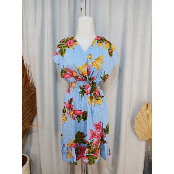 DASTER MINI MOZA RAMPEL BUSUI FRIENDLY MOTIF-Daun Bunga Biru Muda